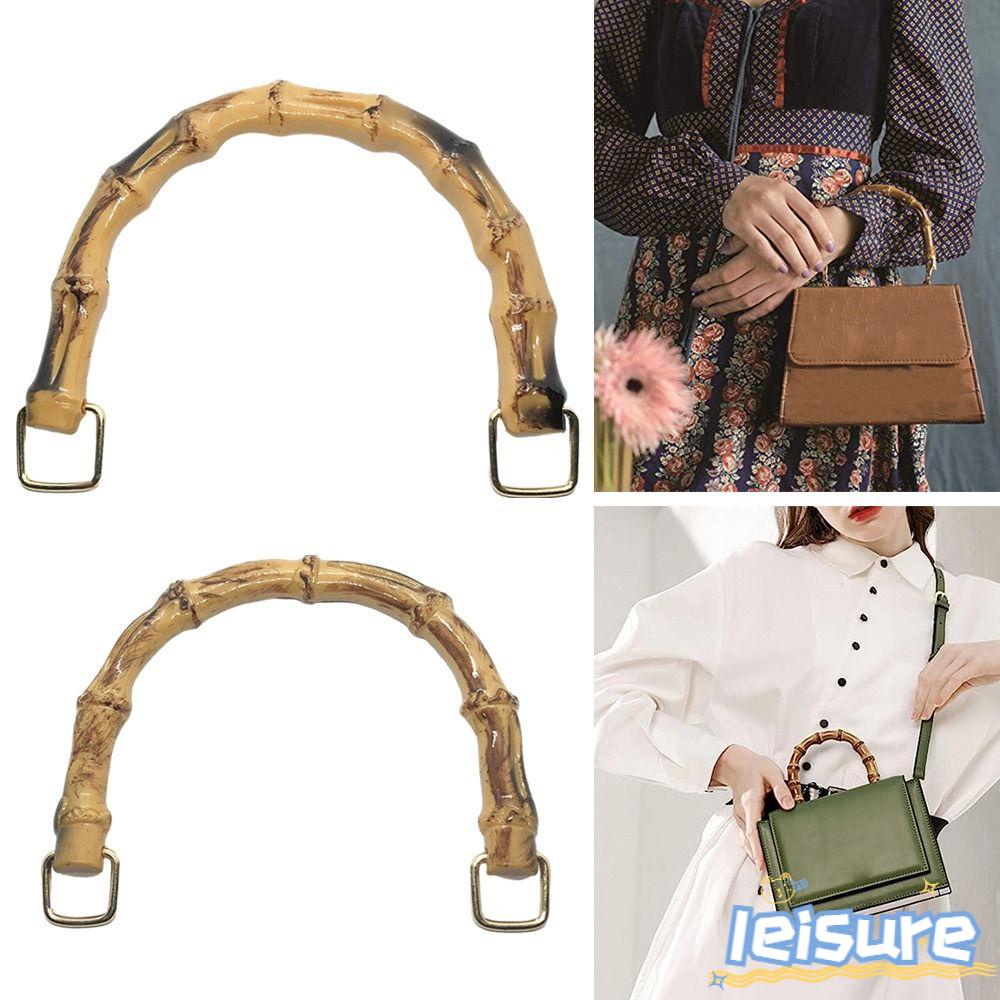 LEISURE Tay Cầm Túi Xách Bằng Tre Có Khóa Cài DIY