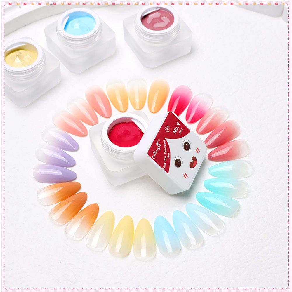 Monja Gel bán rắn Pat sơn móng tay Kem bão hòa cao không cần rửa Sơn Gradient Uv Led Keo trị liệu bằng ánh sáng với miếng bọt biển Nail Art cho cửa hàng làm móng TOGO