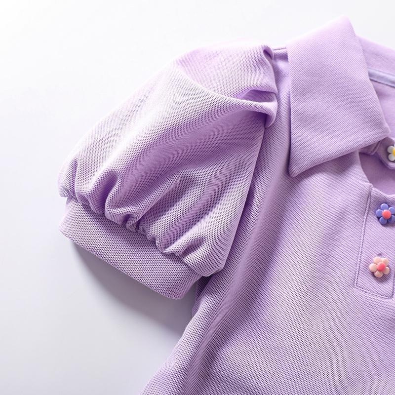 15-45Kg Bé Gái Phong Cách Nước Ngoài Thời Trang Mùa Hè 2023 Mới Váy Polo Trẻ Em Lớn Mùa Hè Tay Phồng Chân Váy Công Chúa