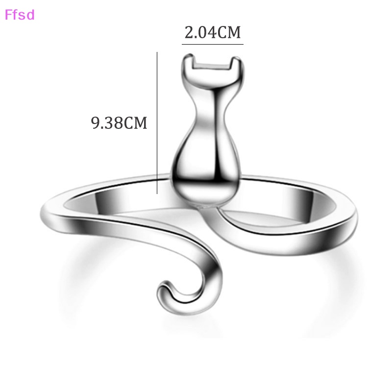 {Ffsd} Nhẫn Hở Hình Mèo Màu Bạc Cổ Điển Cho Cô Dâu / Đám Cưới Bán Chạy