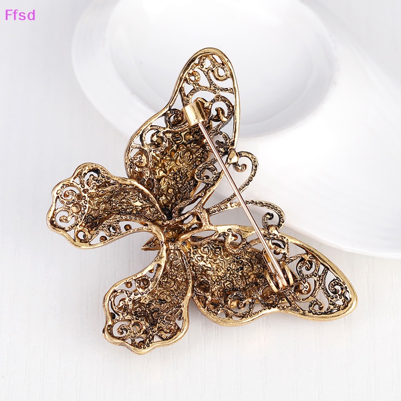 Ghim Cài Áo Lớn Hình Bướm Pha Lê Cho Tiệc Tùng * Bán Chạy {Ffsd}