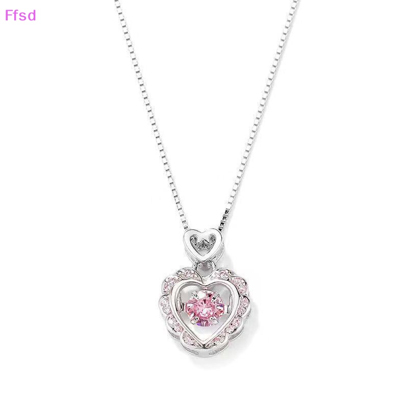 {Ffsd} Vòng cổ Bạc Mặt Hình Trái Tim Rỗng Màu Hồng Thời Trang Vintage Thanh Lịch Làm Quà Tặng Đám Cưới Cho Nữ