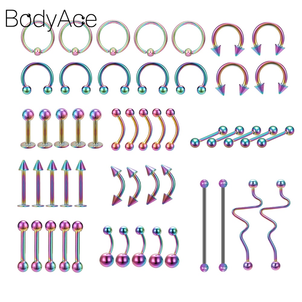 1 Bộ Khuyên Xỏ Cơ Thể Bằng Thép Không Gỉ Cá Tính