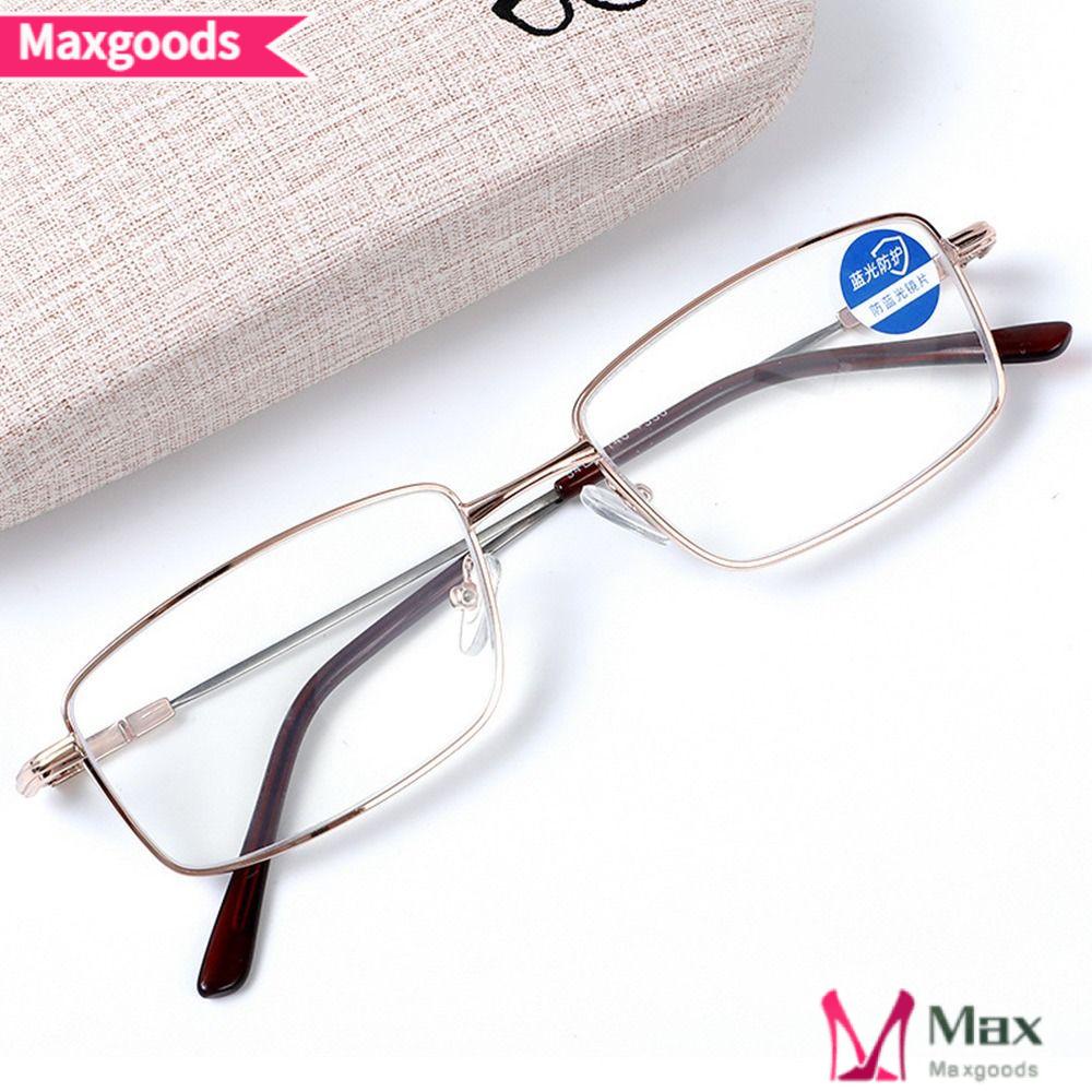 MAXG Mắt Kính Đọc Sách Gọng Vuông Bằng Kim Loại Siêu Nhẹ Chống Ánh Sáng Xanh Dương Cho Văn Phòng