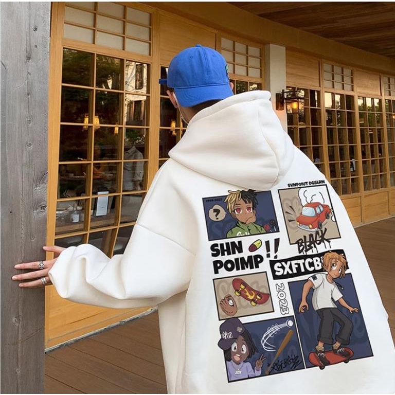 Áo hoodie dáng rộng thời trang cho nam size M-8XL Tay Dài Dáng Rộng In Họa Tiết Hoạt Hình Phong Cách Âu Mỹ Thời Trang Cho Nam Và Nữ
