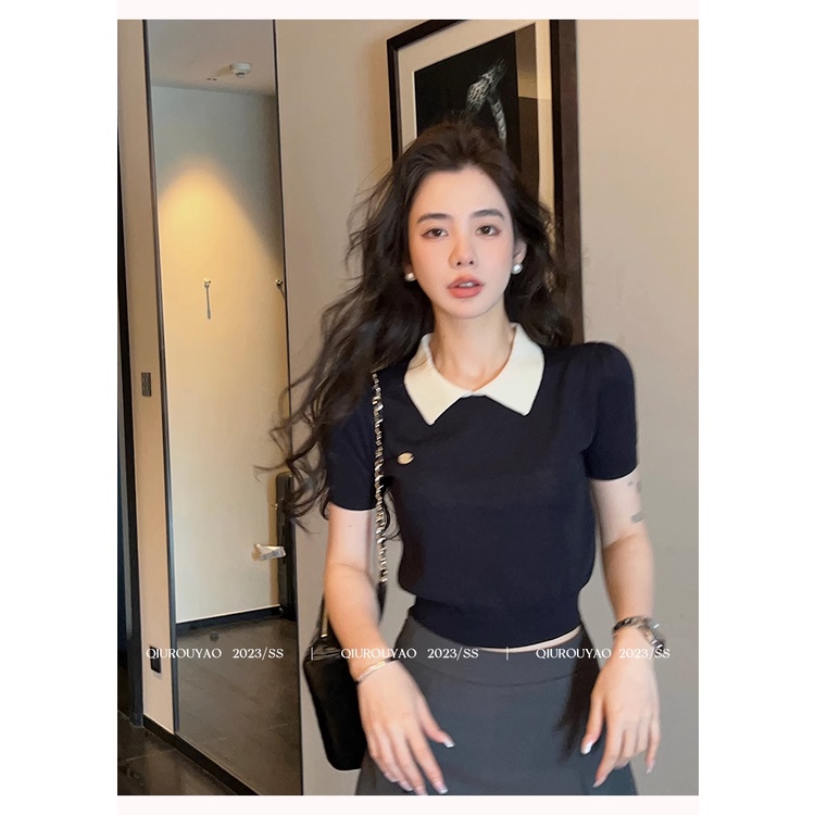 Áo Thun 100% Cotton Tay Ngắn Phong Cách Hàn Quốc Cho Nữ