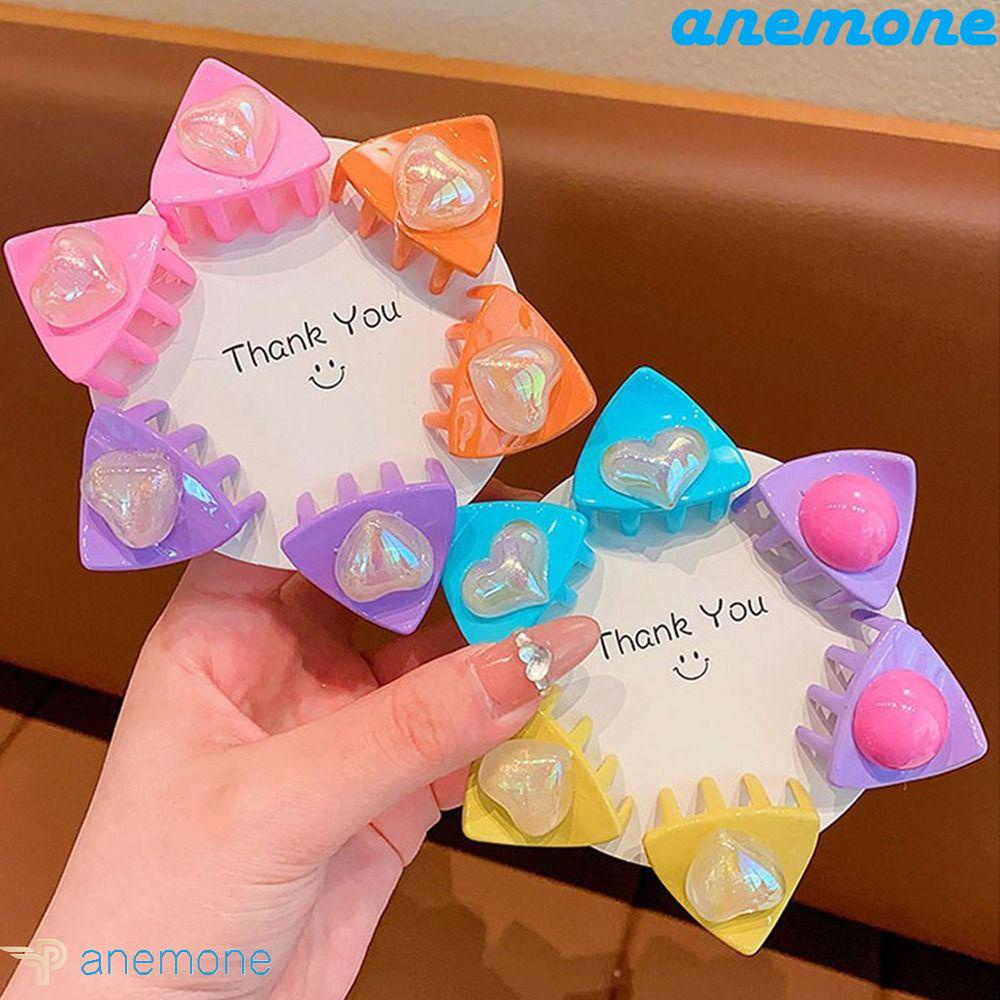 ANEMONE Kẹp Tóc Nhựa Hình Trái Tim Hoạt Hình Phong Cách Hàn Quốc Cho Bé Gái