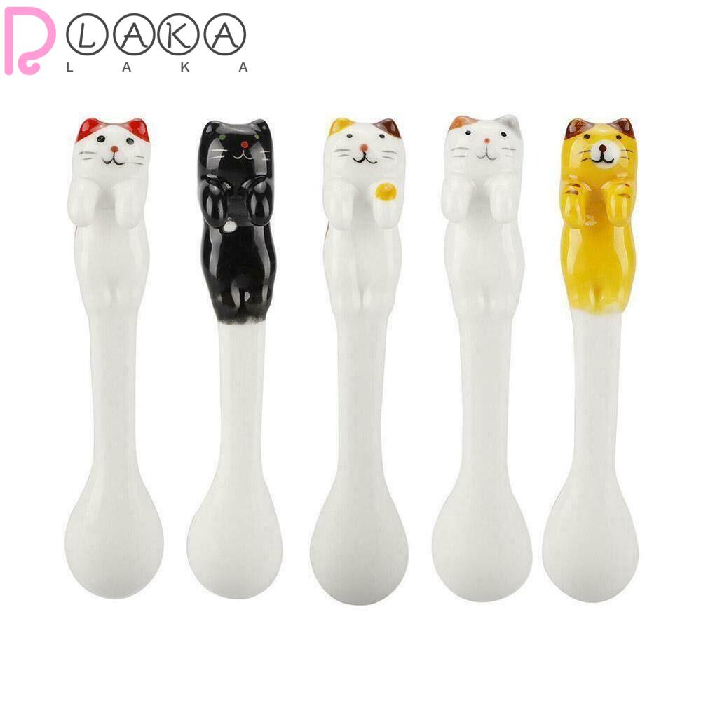 LAKAMIER Muỗng Sứ Hình Mèo Hoạt Hình Đáng Yêu