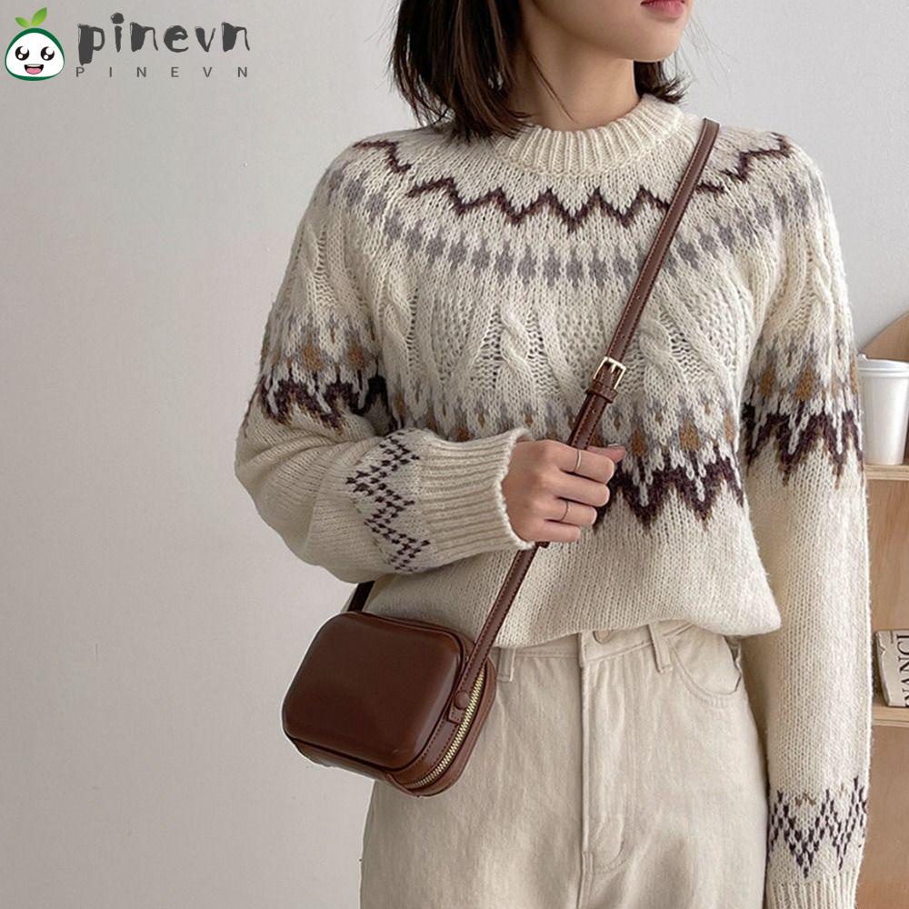 PINEVN Túi Đeo Chéo Mini Bằng Da Có Khóa Kéo Đôi Thời Trang Cho Nữ