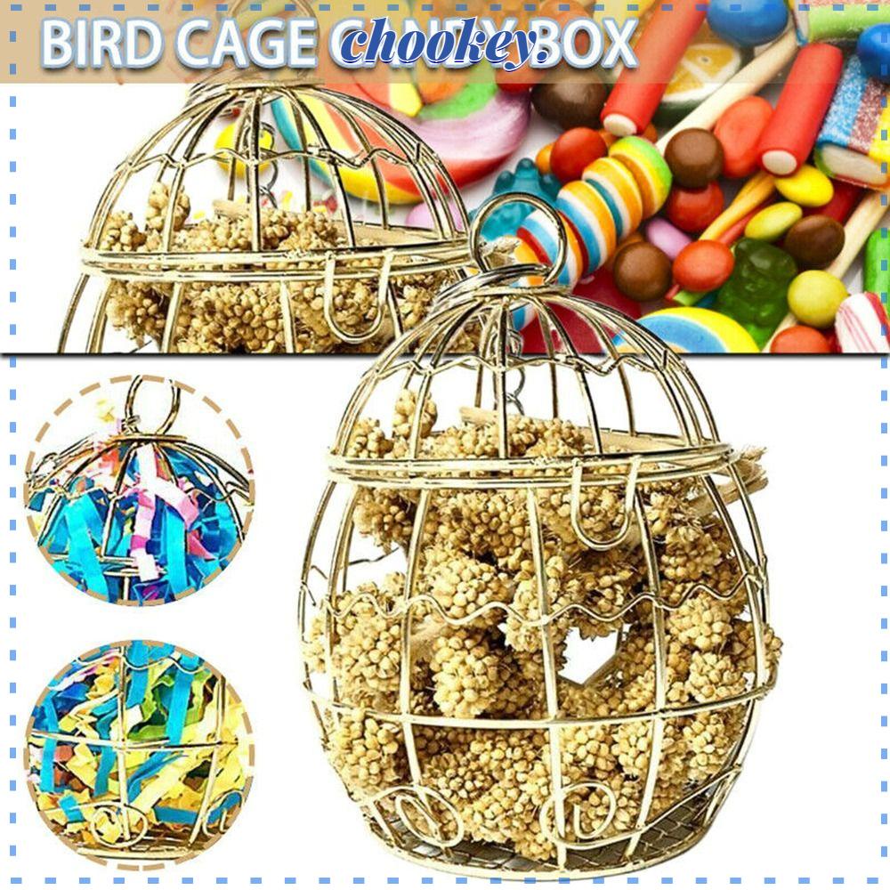 CHOOKEY Giỏ Sắt Đựng Thức Ăn / Kẹo / Rau Củ Quả Màu Vàng Tinh Tế Tiện Dụng Cho Chim / Vẹt
