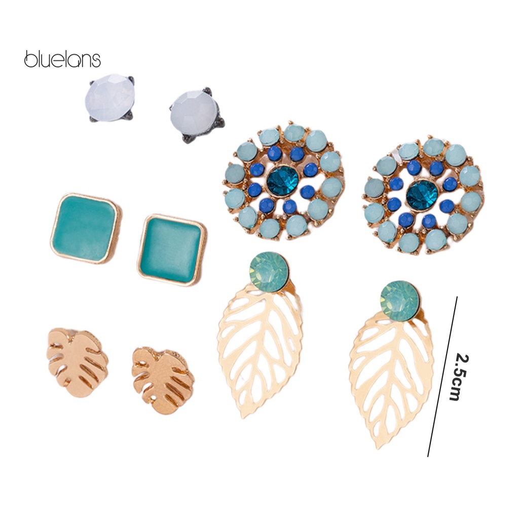 Set 5 Đôi Bông Tai Đính Đá Nhiều Màu Sắc Thời Trang Dành Cho Nữ