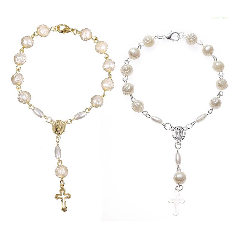 San * Chuỗi Hạt Công Giáo Chữ Thập Giá Trung Tâm Rosary Trái Tim Đỏ M