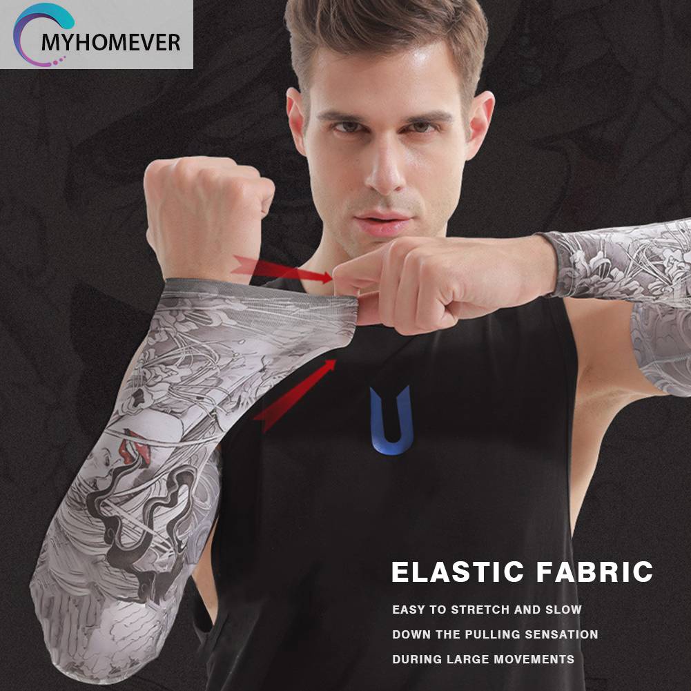 Vỏ Bọc Cánh Tay Hình Xăm Bằng Lụa Lạnh Gọn Nhẹ Di Động Cho Hoạt Động Thể Thao Ngoài Trời