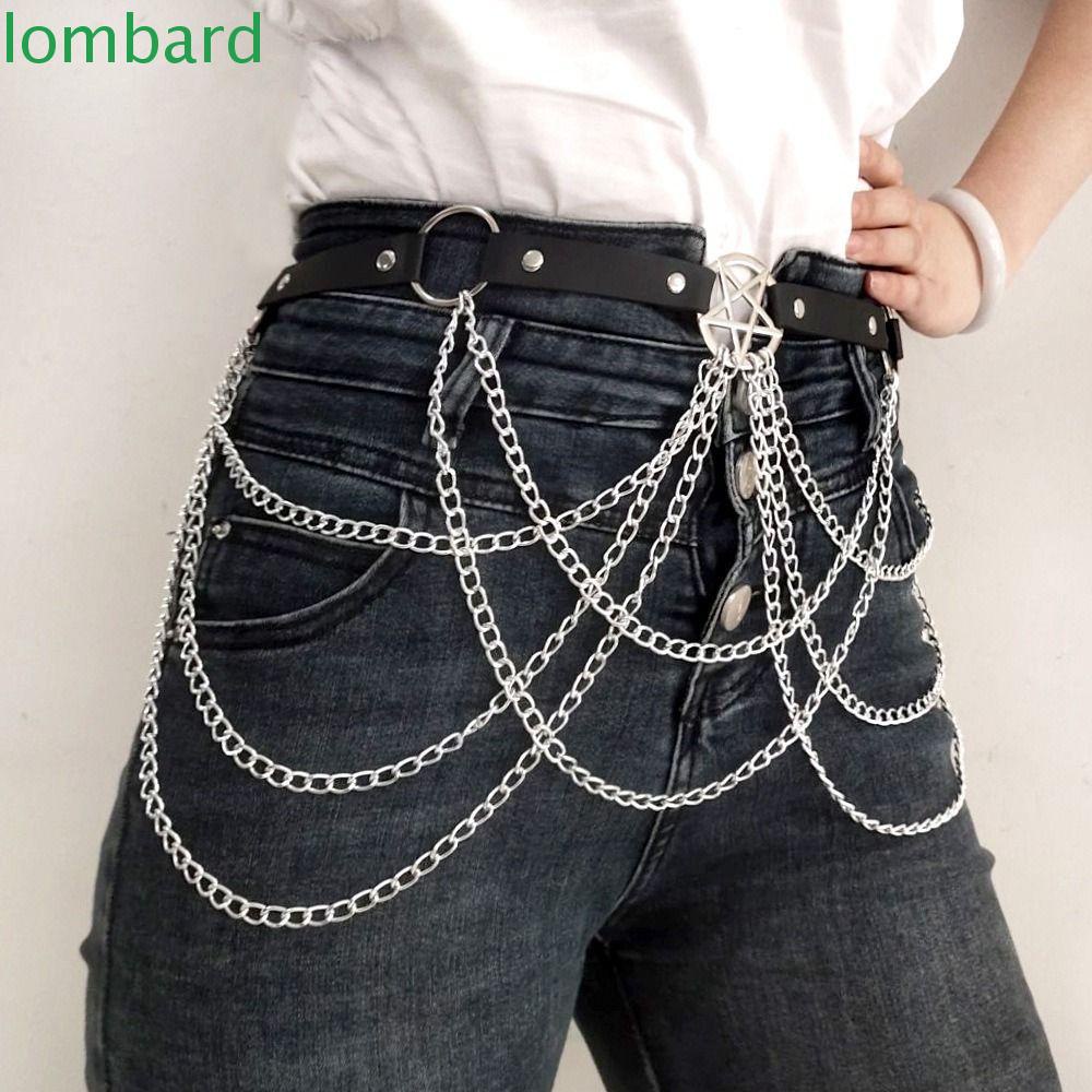 LOMBARD Dây Xích Đeo Hông Nhiều Lớp Bằng Kim Loại Phong Cách Punk Đơn Giản Dễ Phối Đồ Dành Cho Nữ