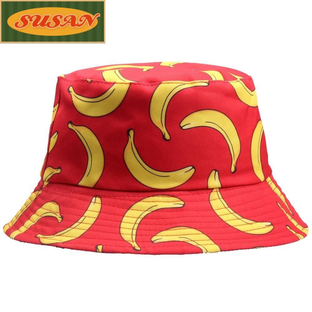 SUSANS Nón Vành Chống Nắng Hai Mặt Bằng Tre In Họa Tiết Trái Cây Kích Thước Lớn Cho Unisex