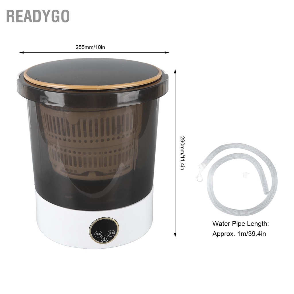 ReadyGo Có hàng sẵn Máy Giặt Mini 6L 30W Di Động Quần Áo Trẻ Em Đồ Lót Vớ Có Xô Thoát Nước 100‑240V