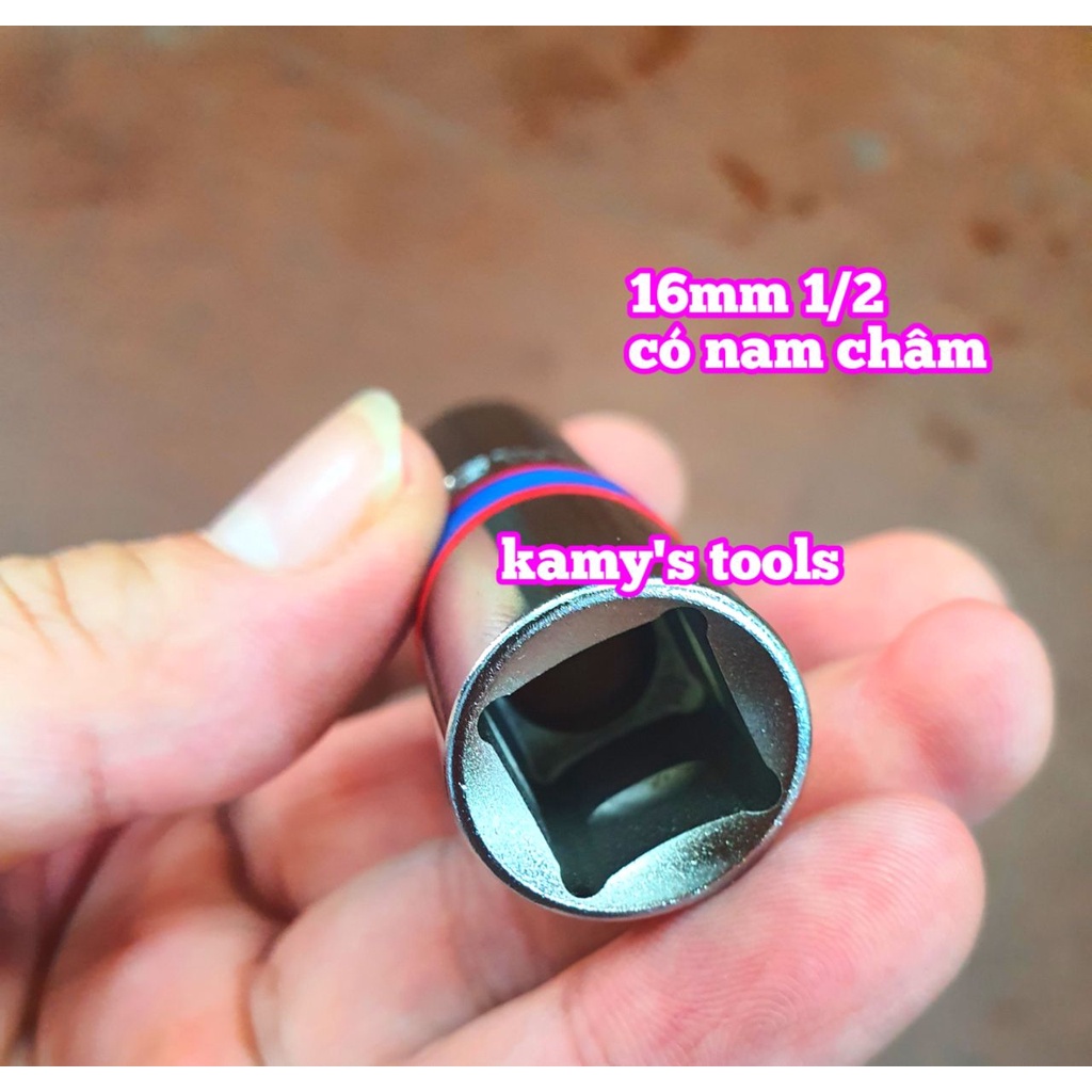 Đầu khẩu tuýp tháo mở bugi có nam châm 16mm 1/2 inch 6 cạnh dài 70mm Kingtony 466516