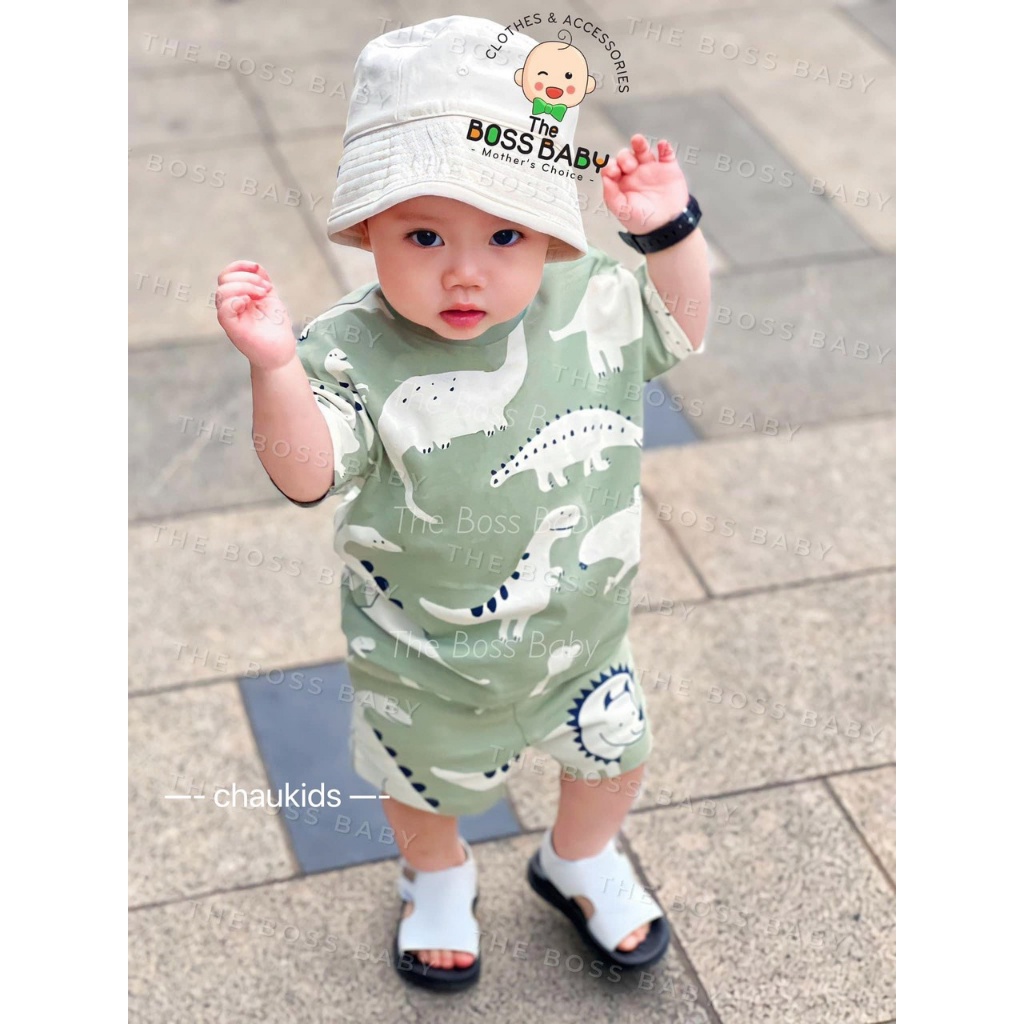 BỘ CỘC TAY COTTON IN HÌNH KHỦNG LONG 8-18KG