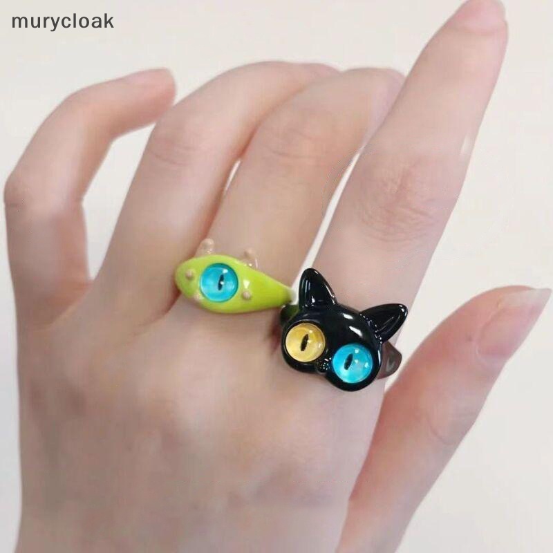 Nhẫn Cưới Dạng Mở Hai Màu Hình Mắt Mèo Dễ Thương Dành Cho Cặp Đôi