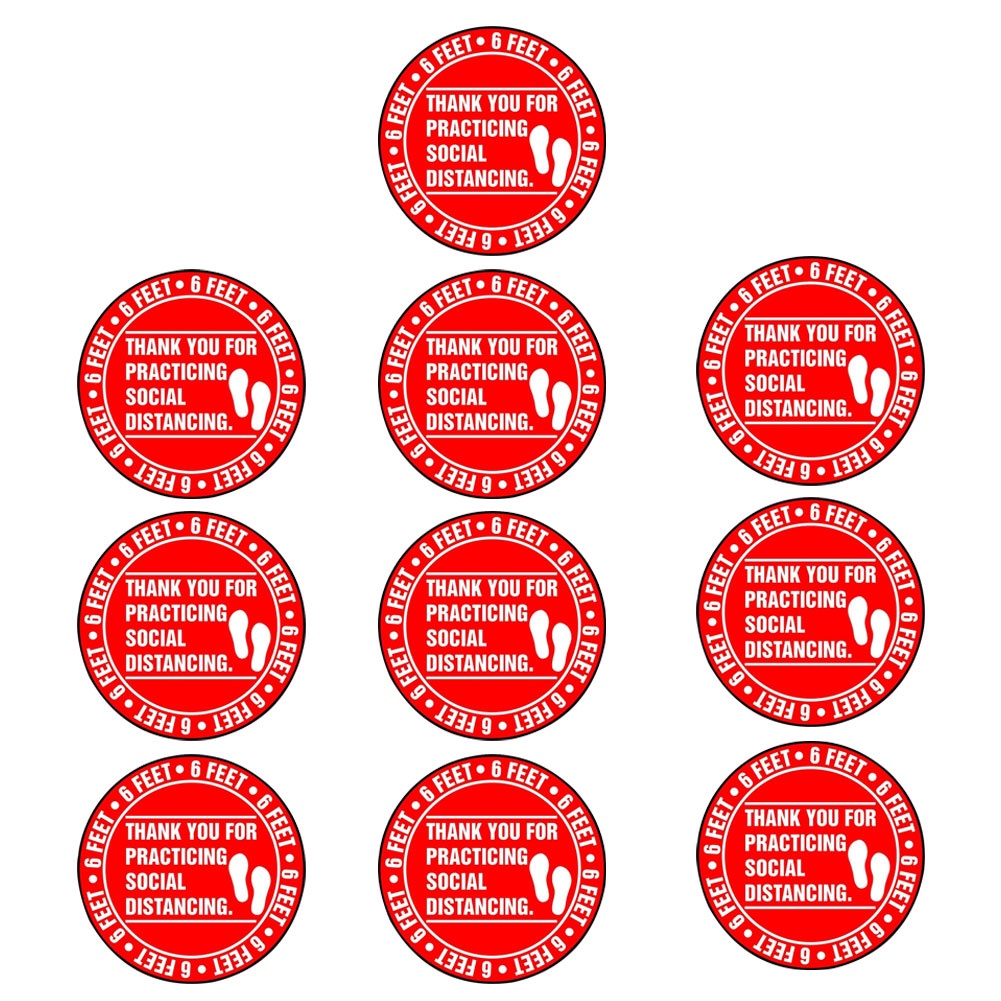 Set 10 Miếng Dán Sàn Nhà Hình Tròn 6 Feet Chất Lượng Cao