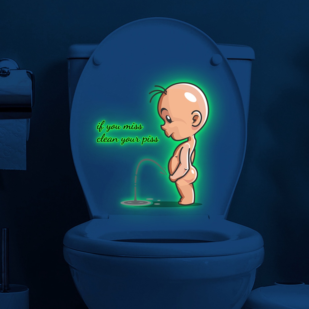 Miếng Dán Trang Trí Toilet In Chữ Dạ Quang Tự Dính Chống Thấm Nước Tiện Dụng