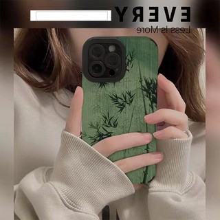 Emerald green bamboo all-inclusive anti-drop phone case cho iphone 7 7plus 8 8plus xs xr 11 12 13 14 pro plus promax