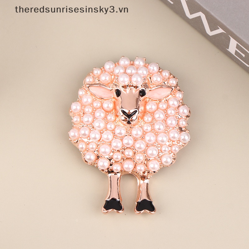 Ghim Cài Áo Hình Chú Cừu May Mắn Đính Ngọc Trai Giả Bằng Hợp Kim Thời Trang