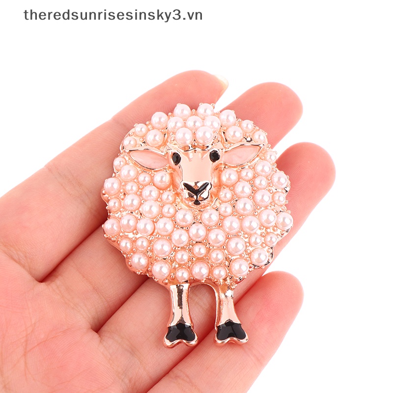 Ghim Cài Áo Hình Chú Cừu May Mắn Đính Ngọc Trai Giả Bằng Hợp Kim Thời Trang