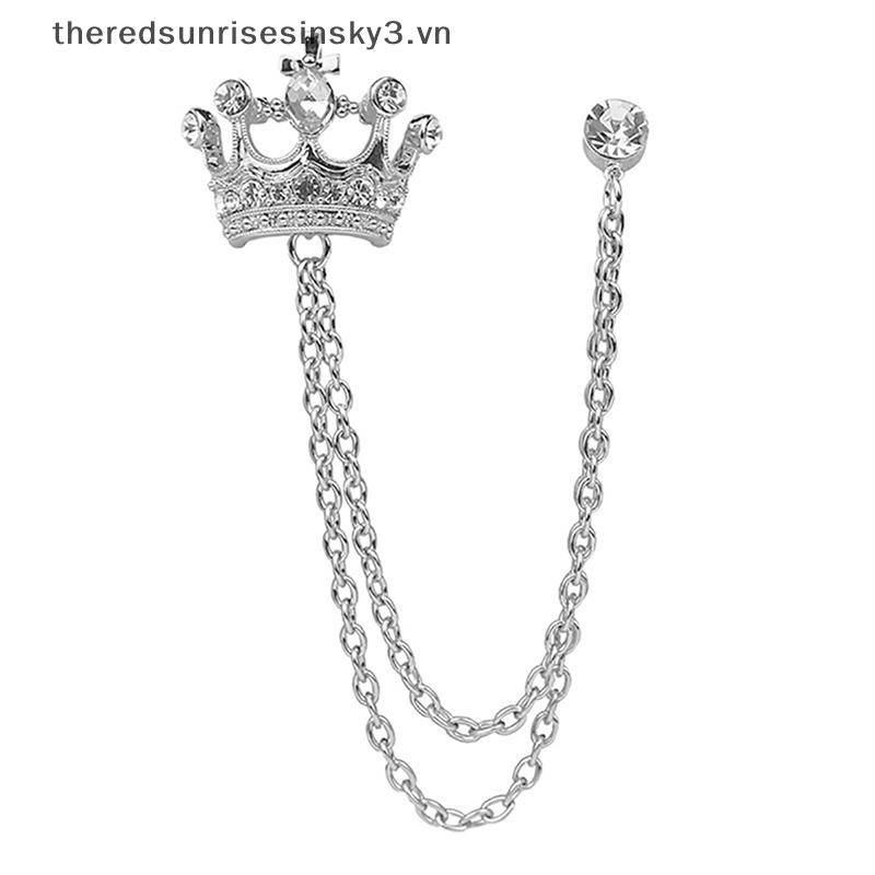 Ghim Cài Áo Hình Vương Miện Phối Dây Xích Tua Rua Thời Trang Cho Nam Và Nữ