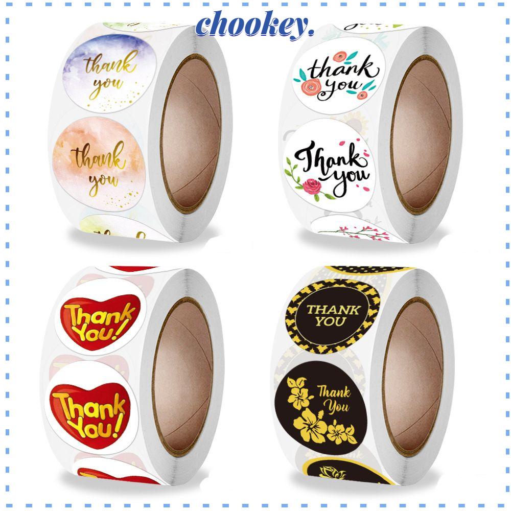 CHOOKEY Cuộn 500 Miếng Dán Tròn In Chữ Thank You Trang Trí Sổ Tay