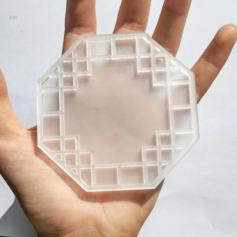 Đĩa Rỗng Bằng Acrylic Kiểu Hình Học Phối Kim Tuyến Nước Dùng Làm Gạch DIY