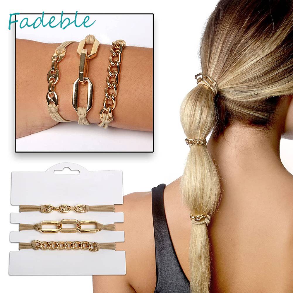 Set 3 Dây Cột Tóc Co Giãn 2 Trong 1 Thời Trang Cho Nữ