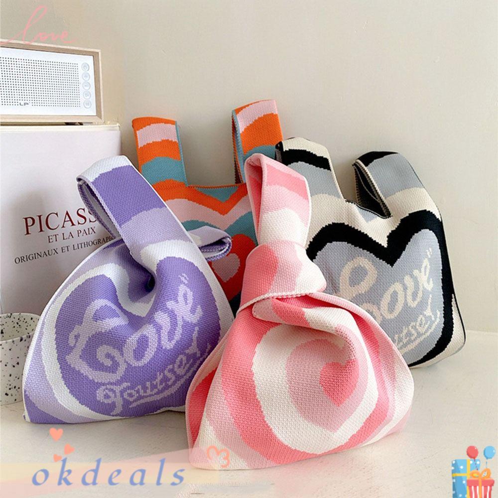 OKDEALS Túi Xách Mini Đan Len Màu Sắc Thời Trang Cho Nữ