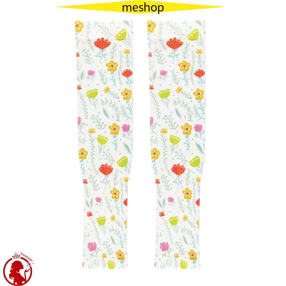 ME Bộ 2 Cặp Găng Tay Chống Nắng / Tia UV Bằng Lụa Lạnh In Họa Tiết Hoa / Ngôi Sao