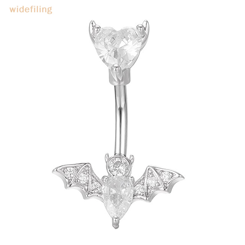Khuyên Rốn Bằng Thép Không Gỉ Đính Đá Zircon Màu Bạc Hình Dơi Thời Trang Quyến Rũ Cho Nữ