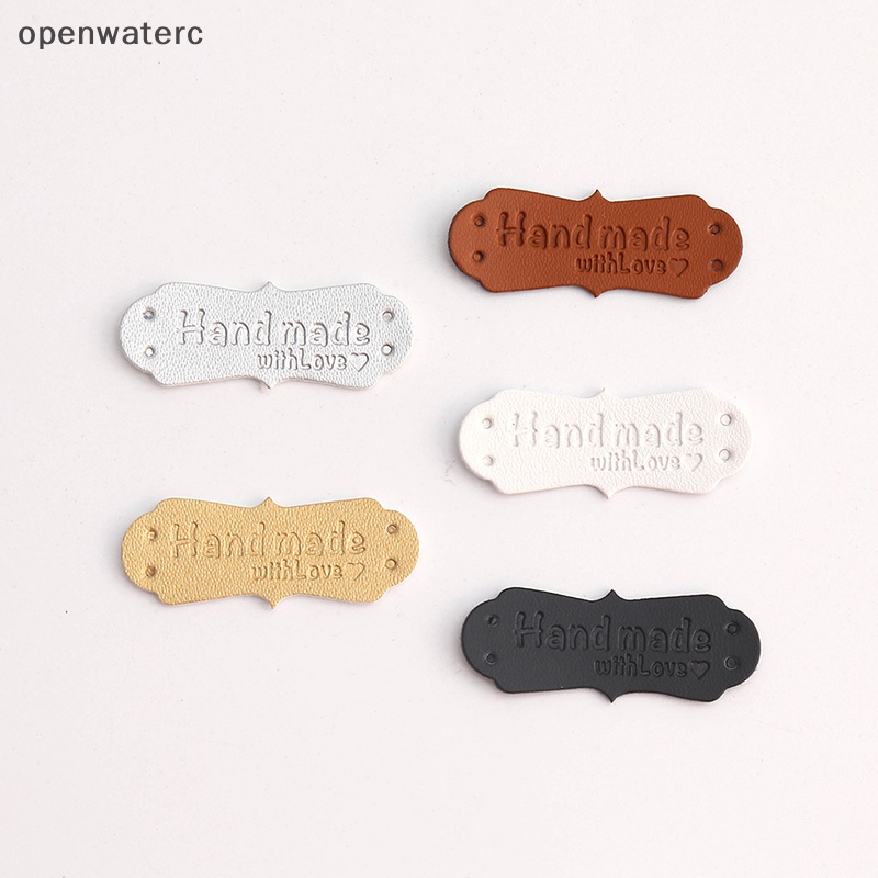 Set 50 Thẻ Da PU In Chữ Handmade With Love Dùng Để May Vá DIY