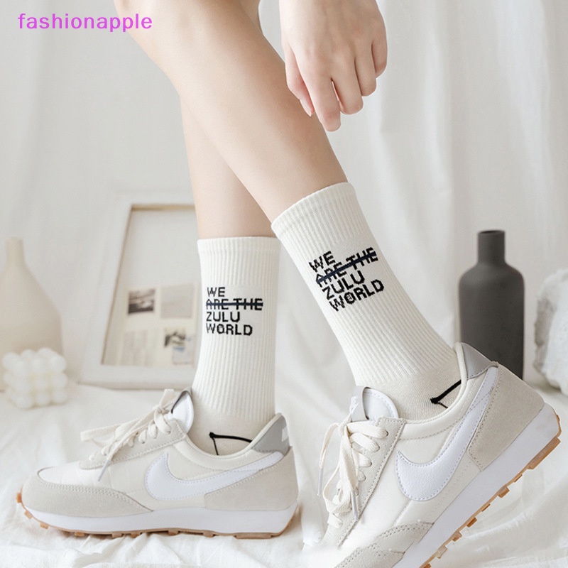 Vớ Cotton Trắng In Chữ Phong Cách Hip Hop Đường Phố Hàn Quốc 1997 Cho Nữ