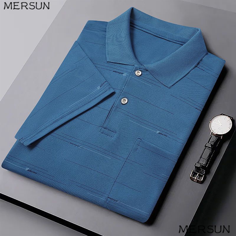 Nam 2 áo sơ mi nam kiểu mới có ve áo mùa hè nửa tay áo thun trung niên nam trung niên thường ngày trung niên TRUNG NIÊN trung niên Kiểu Mới 1 áo/2023 bố Áo thun polo tay ngắn thời trang dễ phối