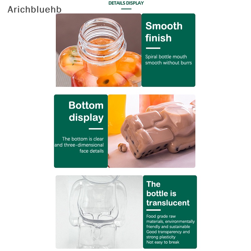 Bình Đựng Nước Ép Sữa Nước Ép Hình Gấu Hoạt Hình Con Rối Dày Trong Suốt Sáng Tạo Dễ Thương