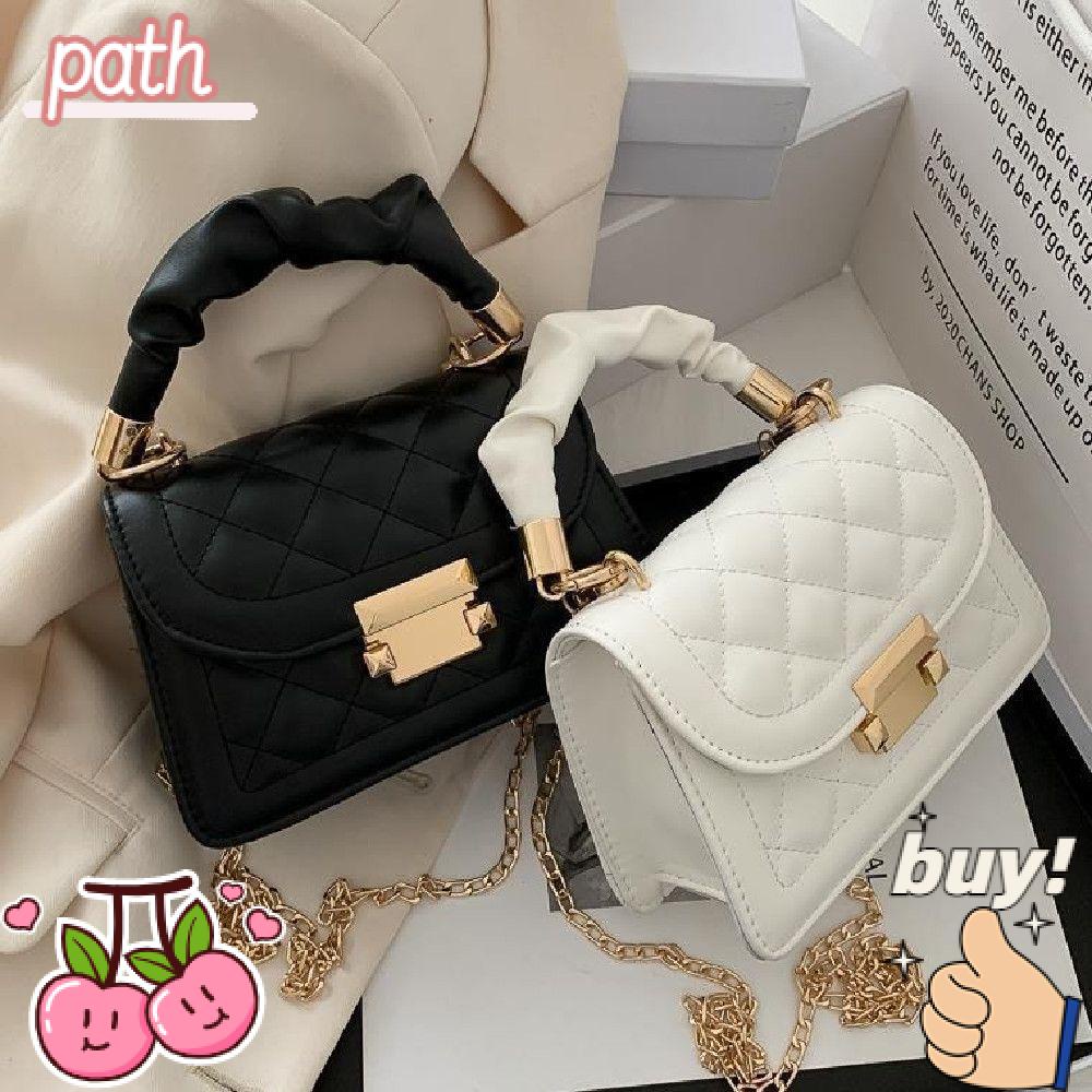 PATH Túi Xách Da Pu Màu Trơn Cỡ Lớn Phối Dây Xích Cá Tính Cho Nữ