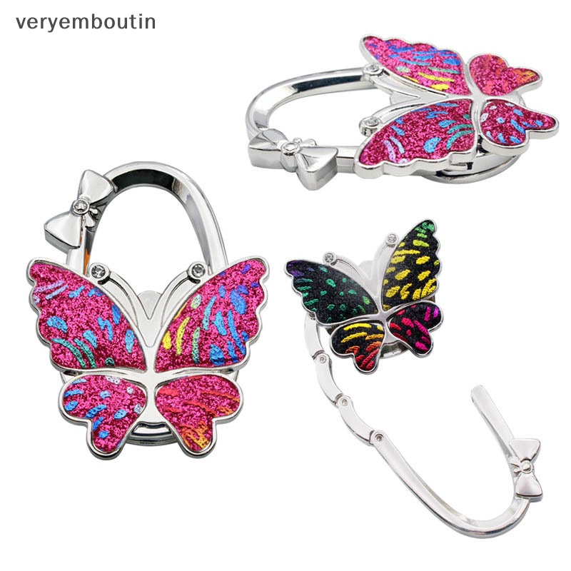 Móc Treo Túi Xách Hình Bướm Nhiều Màu Sắc Có Thể Gập Lại Để Bàn Trang Trí Nhà Cửa