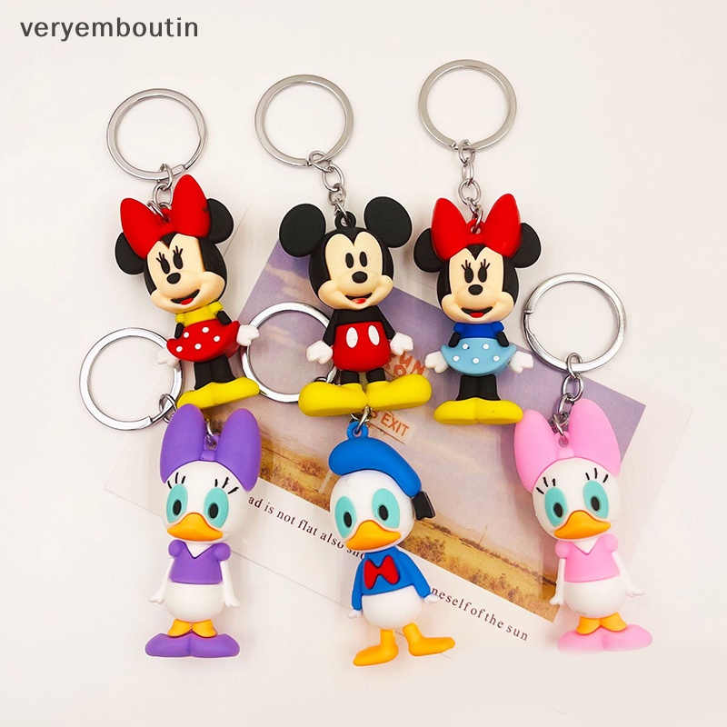 1 Móc Khóa Hình Chuột Mickey / Minnie / Gấu Pooh / Chuột Mickey Bằng Silicon Dễ Thương Cho Cặp Đôi