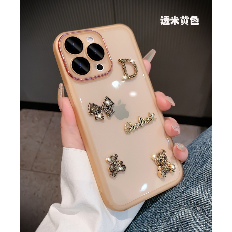 Ốp Điện Thoại Ba Chiều Hình Gấu Kim Loại Chống Rơi Cho Iphone 14promax 13 12 11 Pro Max