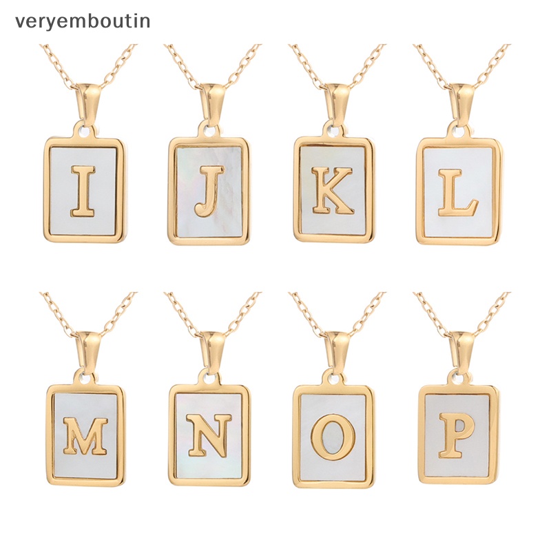 Vòng cổ Mặt Vuông Bằng Thép Không Gỉ Mạ Vàng Khắc Chữ Mother of Pearl Thời Trang Cho Nữ