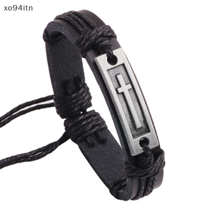 Vòng Tay Da Mặt Thánh Giá Phong Cách Vintage Cho Nam Và Nữ