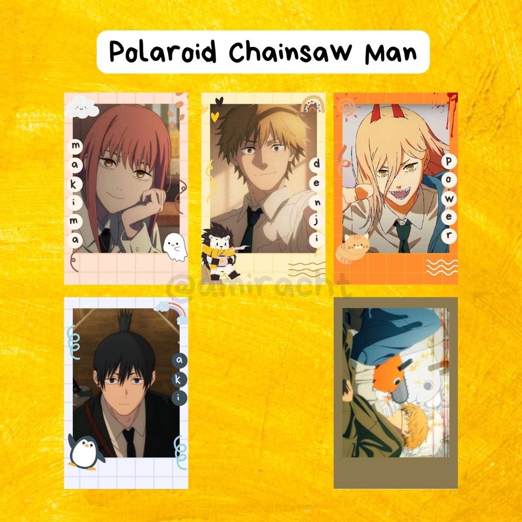 Card Polaroid Deco Lomo Anime Chainsaw Man - Cán Màng Nhám Chống Xước 2 Mặt