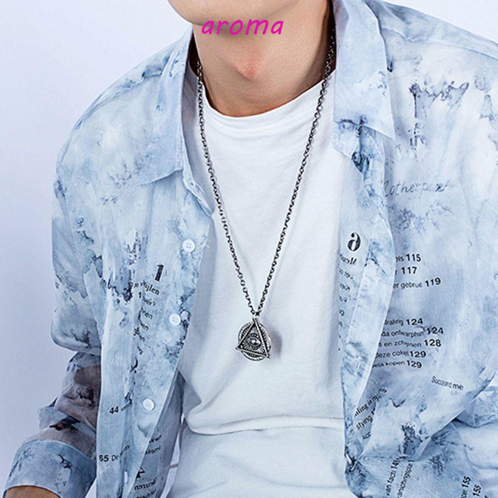 AROMA Vòng cổ Bằng Thép Không Gỉ Thiết Kế Đơn Giản Thời Trang Cho Nam