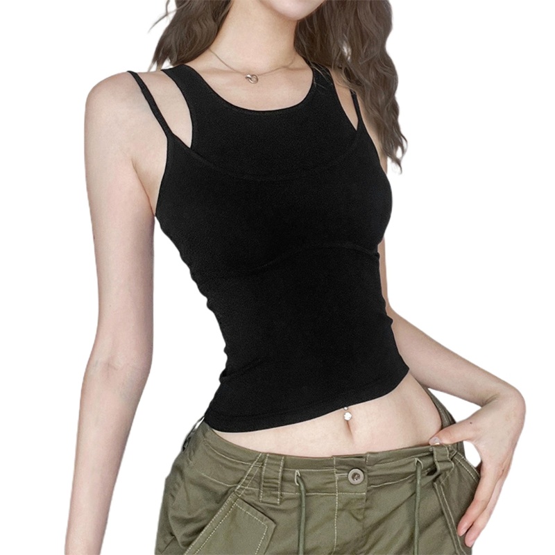 Áo Croptop Hai Dây Sát Nách Cổ Tròn Gợi Cảm Thời Trang Mùa Hè Cho Bạn Gái