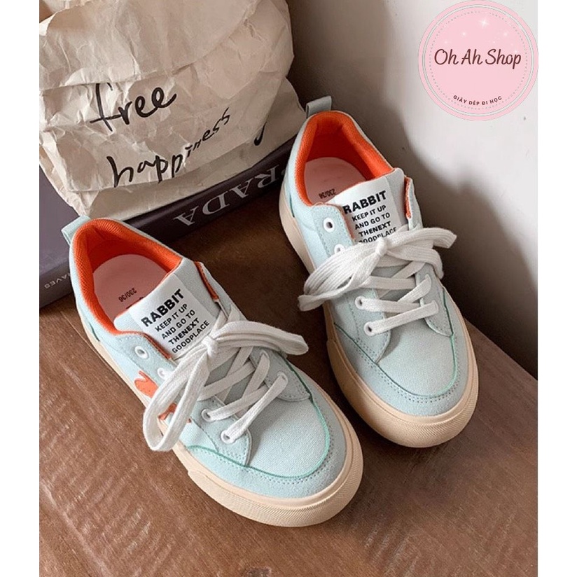 🍓  Giày Nữ Đi Học Giày Vải Canvas Hoạ Tiết Ngôi Sao Màu Xanh Mint Dễ Thương
