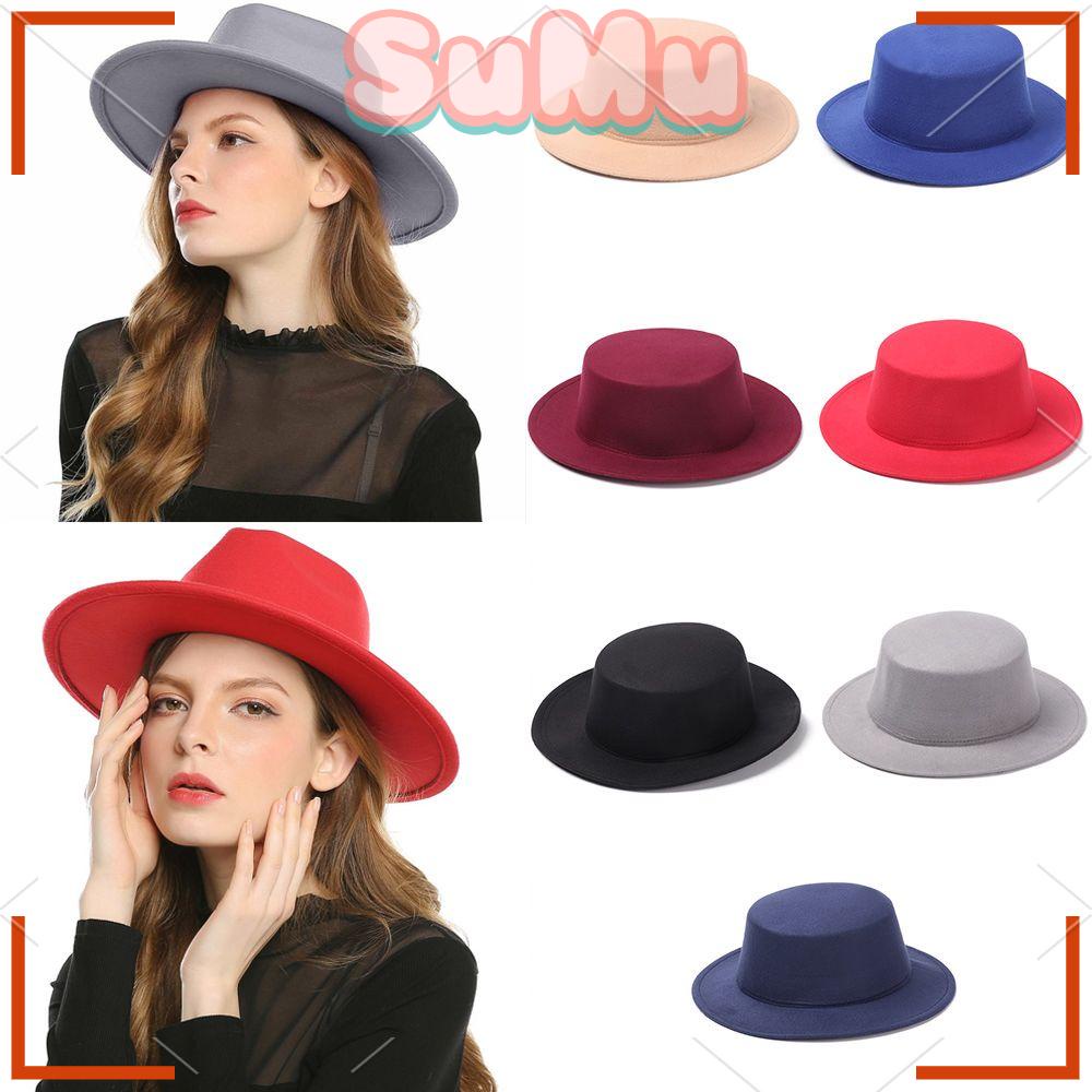 SUMU Mũ Fedora Rộng Vành Phong Cách Cao Bồi Vintage Cho Nam Nữ